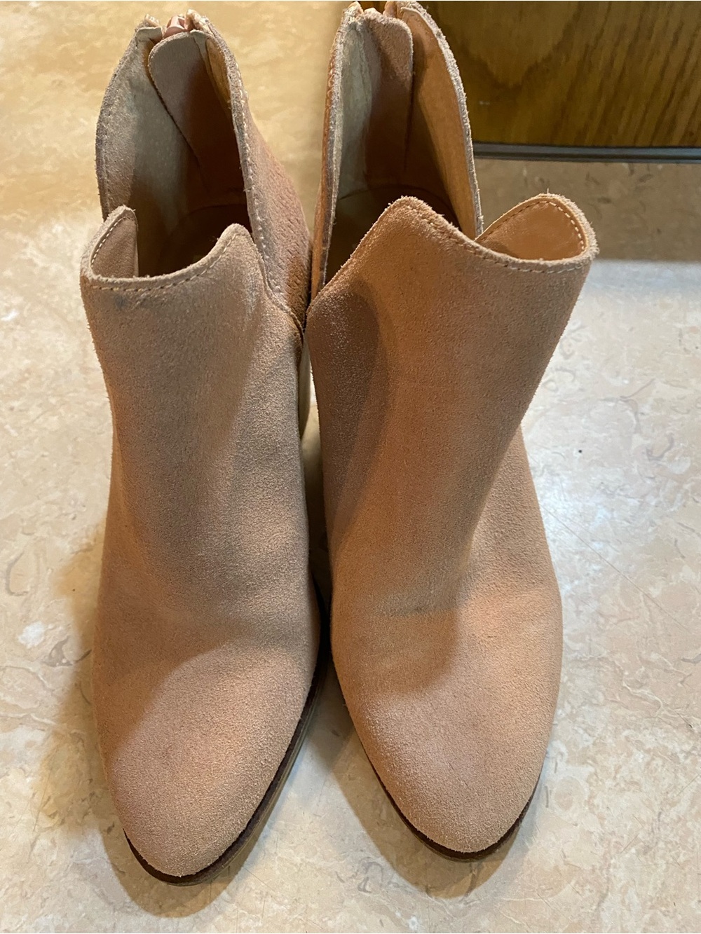 Women's Suede Ankle Booties in Blush Taupe - Sleek Everyday Style